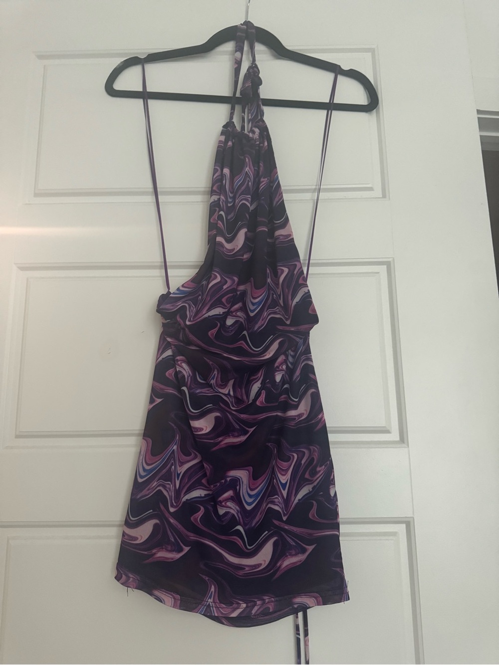 Purple Marble Halter Mini Dress